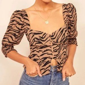 Reformation Zebra Print Blouse